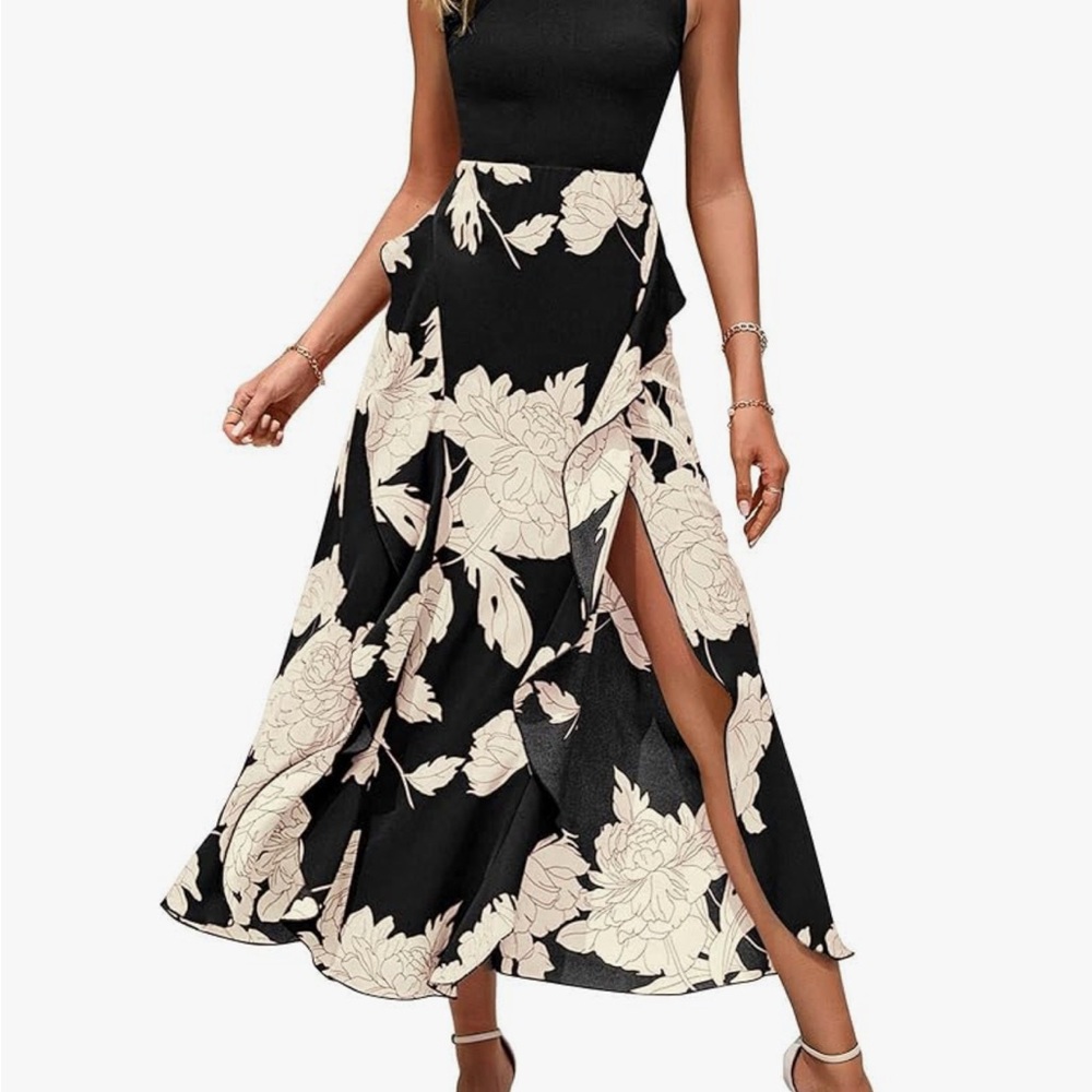 Floral Black and Cream Women's Skirt